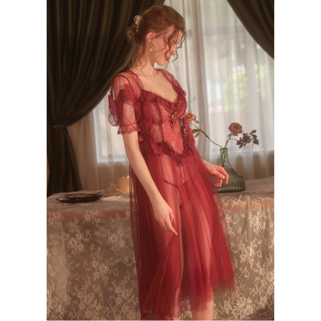 Éthera Voile Nightdress Set (3 Pieces)