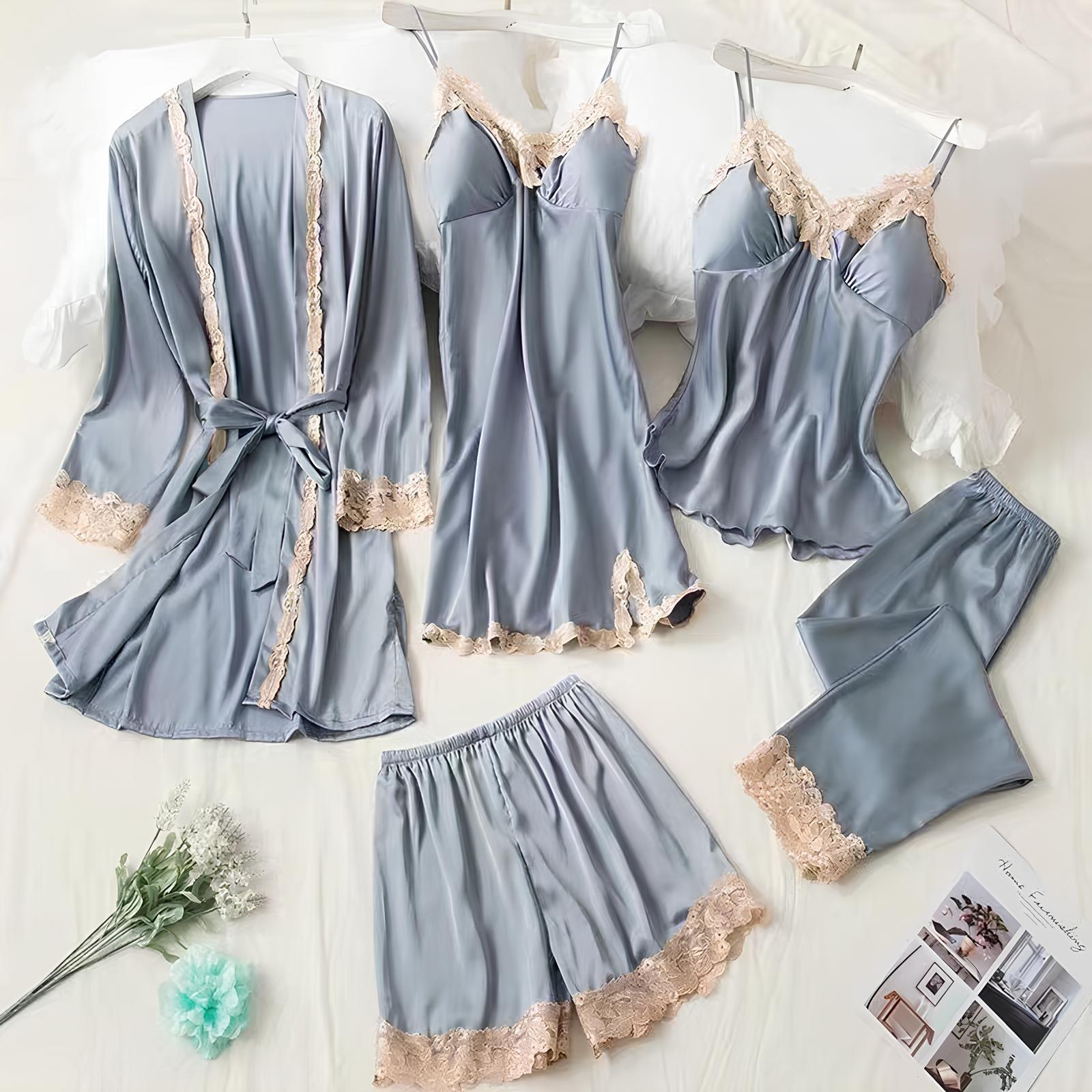 Nocturne Luxe Satin Nightdress Set (5 Pieces)