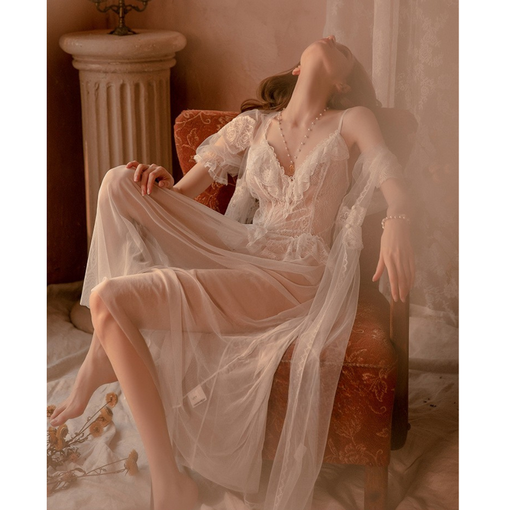 Éthera Voile Nightdress Set (3 Pieces)