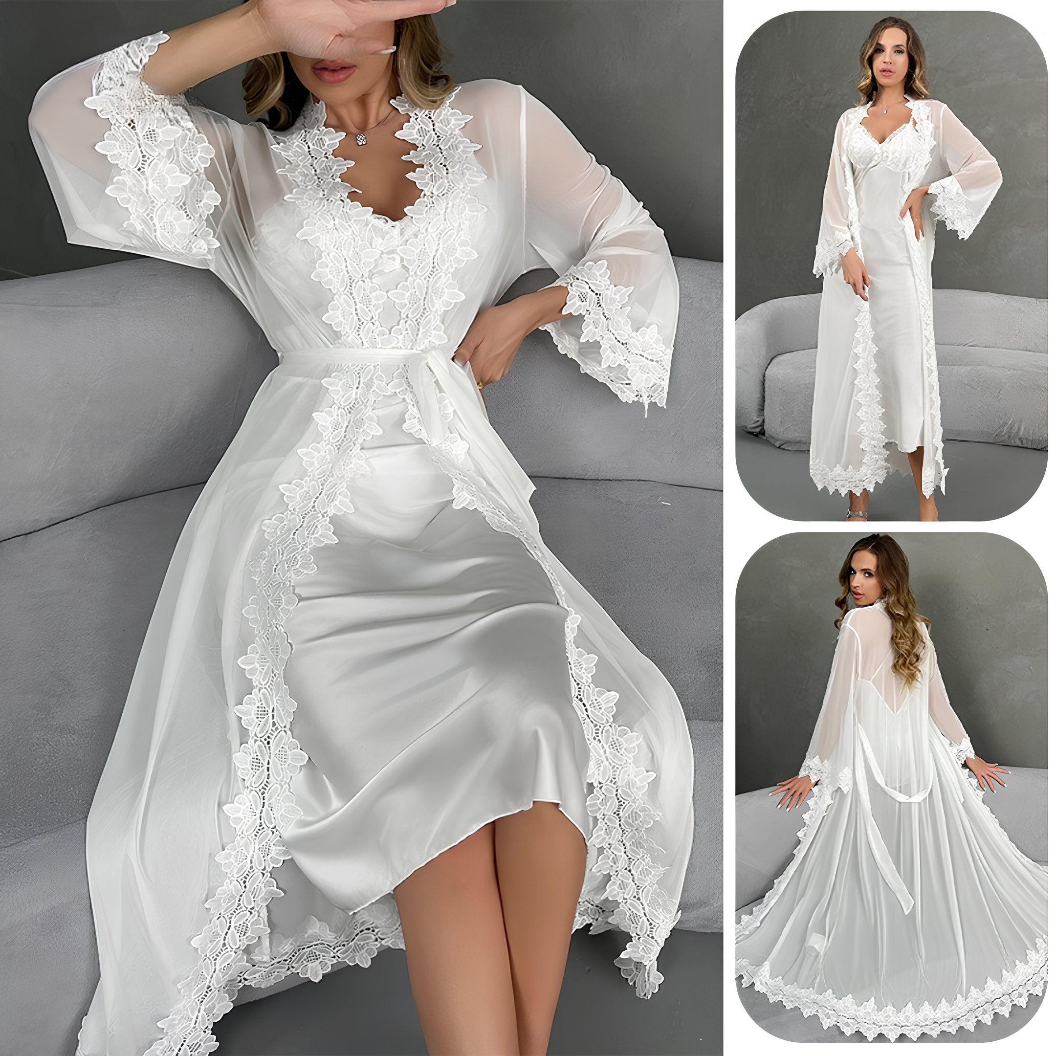 Muse Bianca Satin Nightdress Set