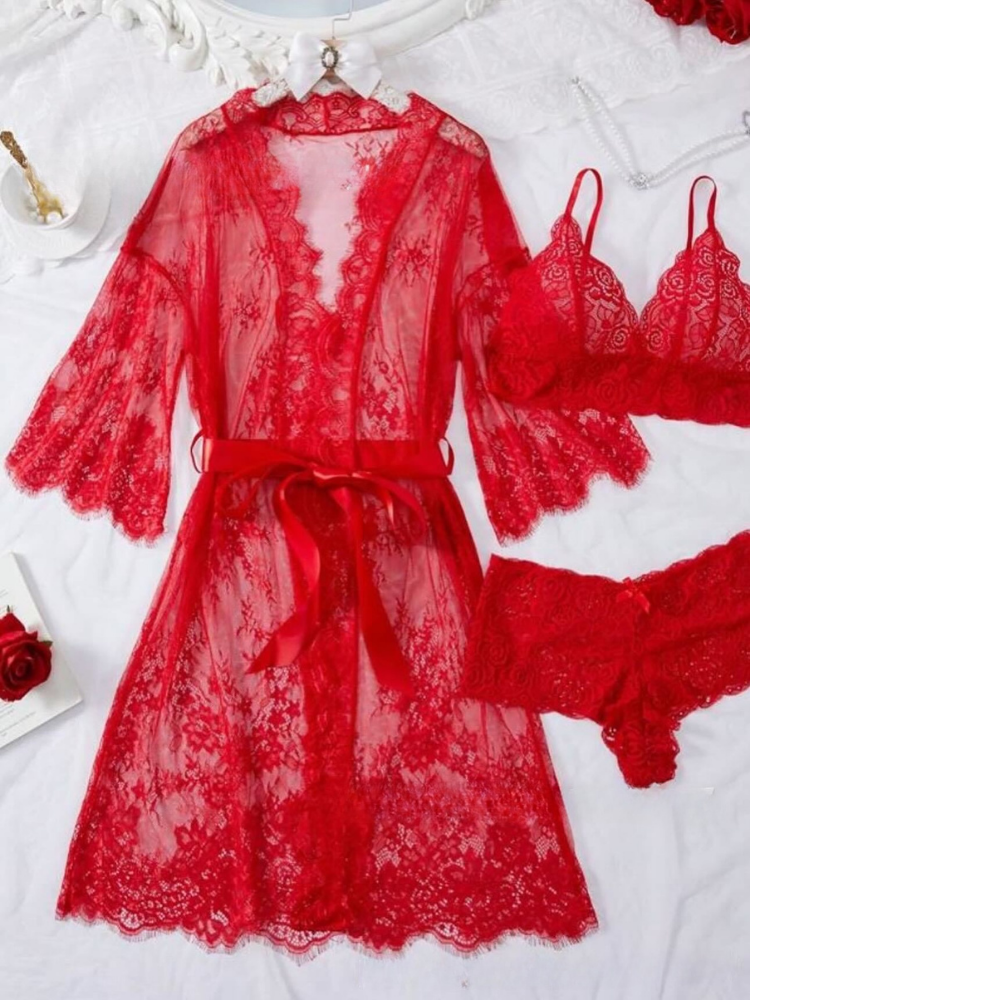 Auréa Sheer Lace 4-Piece Robe Set