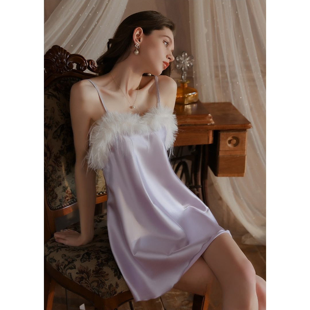 Feather Whisper Satin Nightdress Set