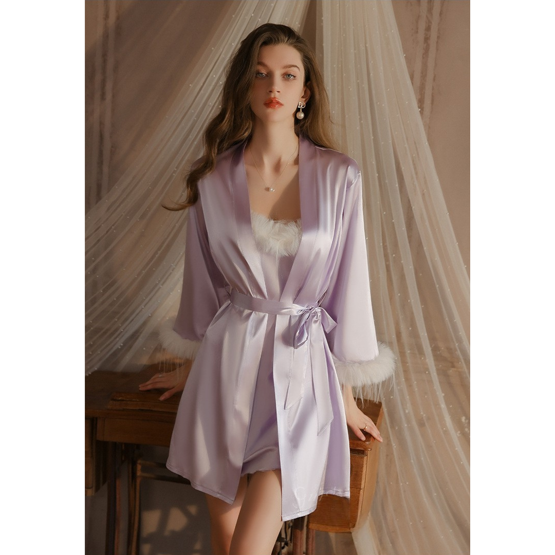 Feather Whisper Satin Nightdress Set