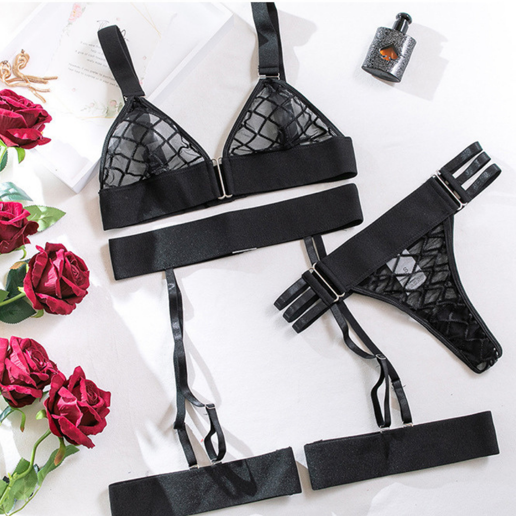 Fishnet Desire Garter Lingerie Set