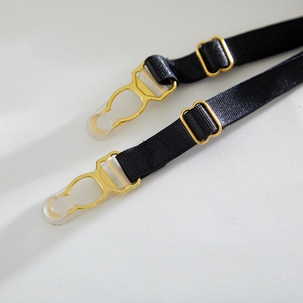 Noir Éclipse Strappy Garter Lingerie Set