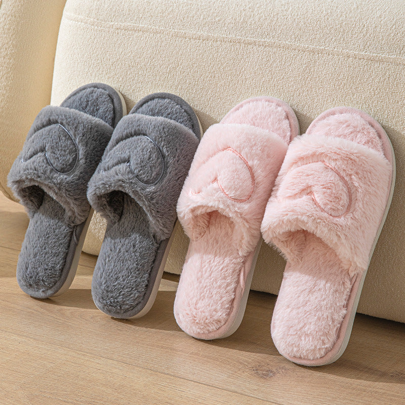 Sweet Heart Plush Home Slippers