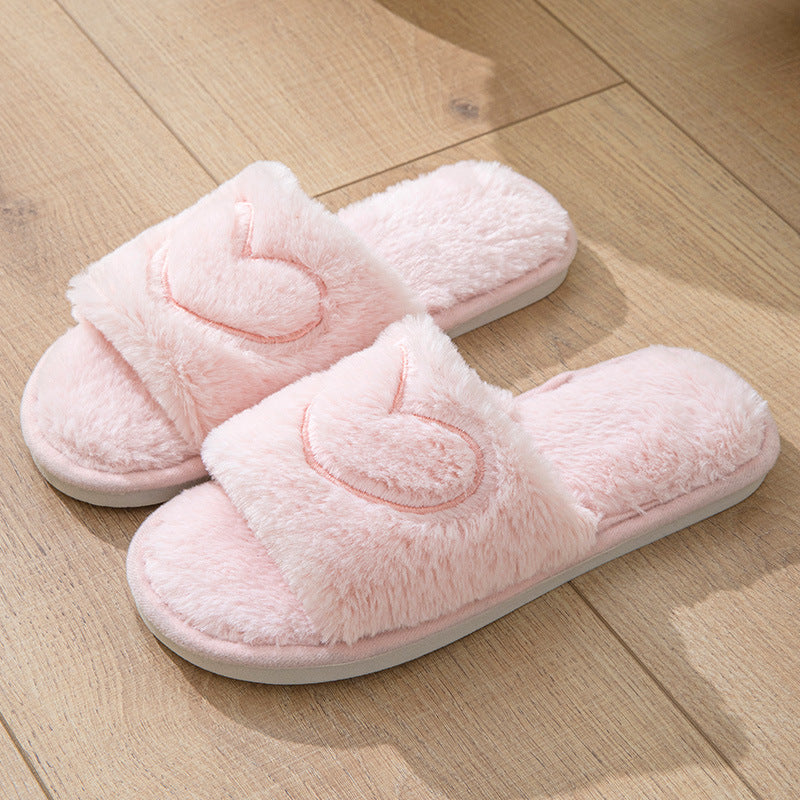 Sweet Heart Plush Home Slippers