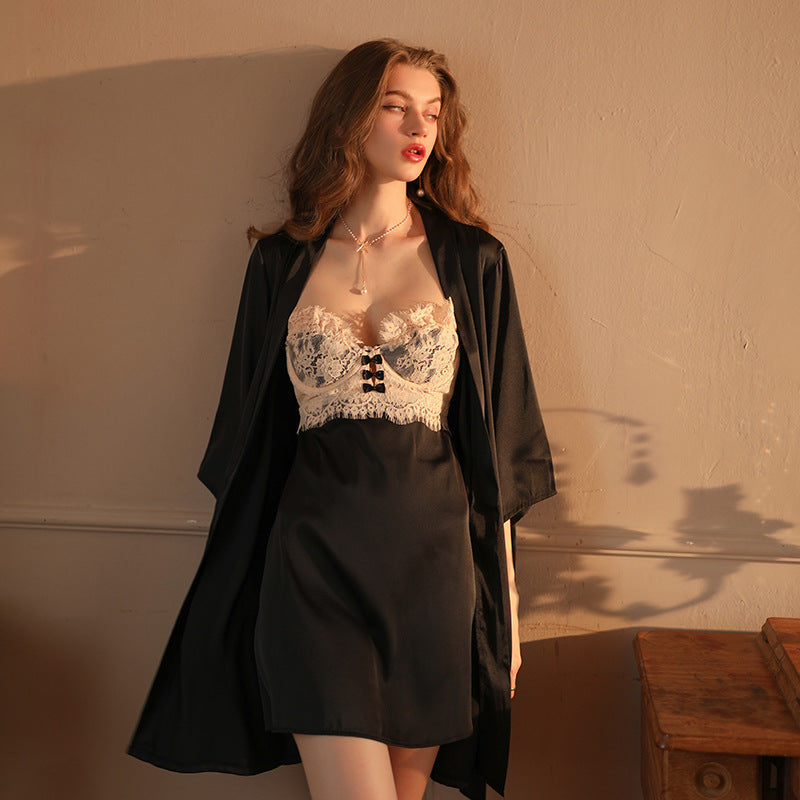 Eternal Grace Satin Nightdress+Robe Set