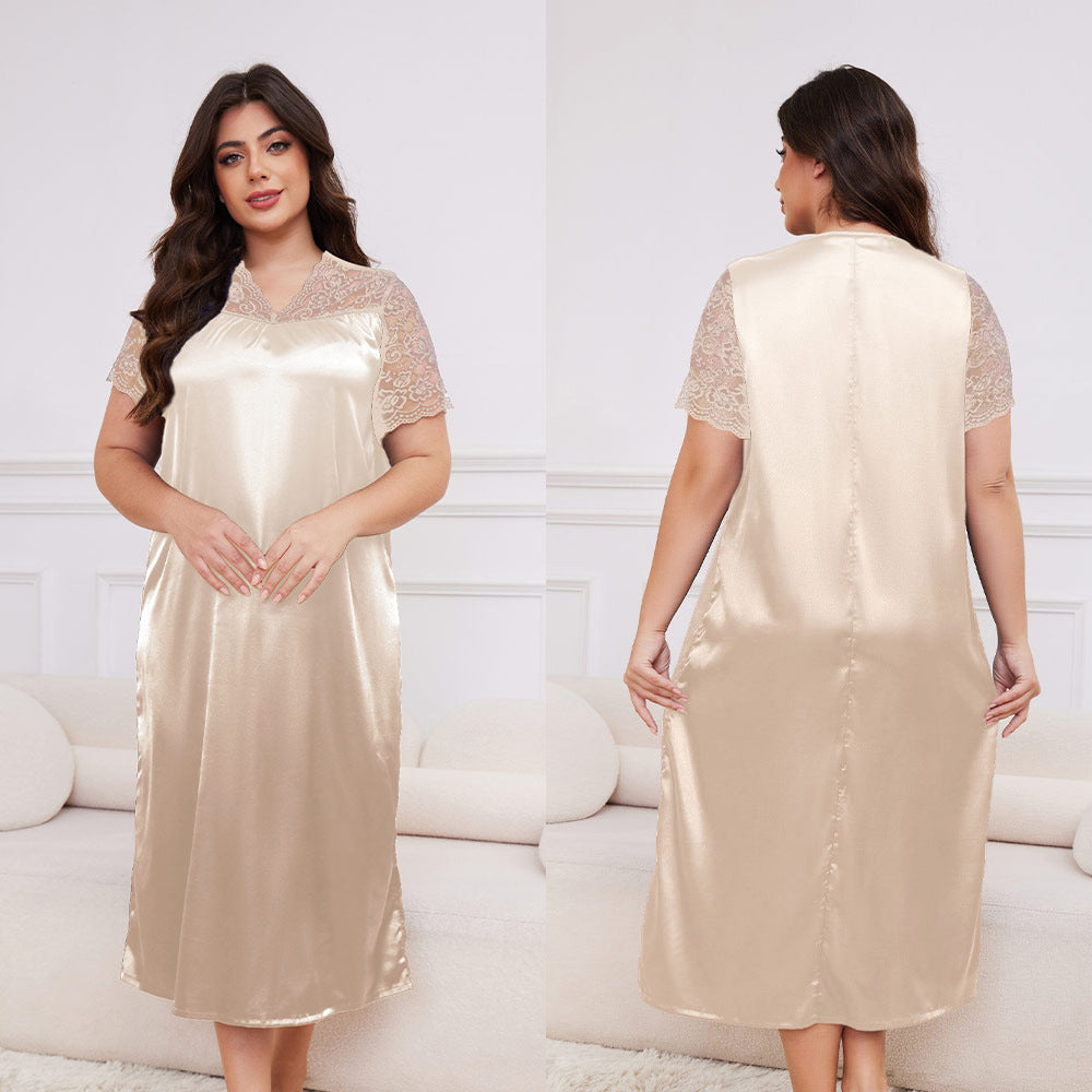 Nora Faye Satin Nightdress & Robe Set -  Plus Size