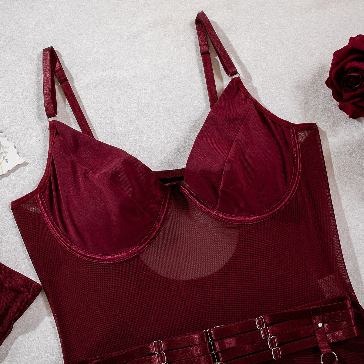 Noir Fièvre Garter Bodysuit Set