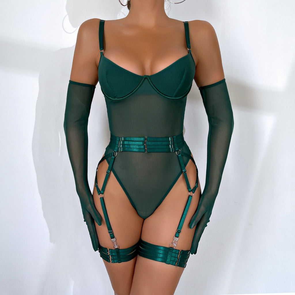 Noir Fièvre Garter Bodysuit Set