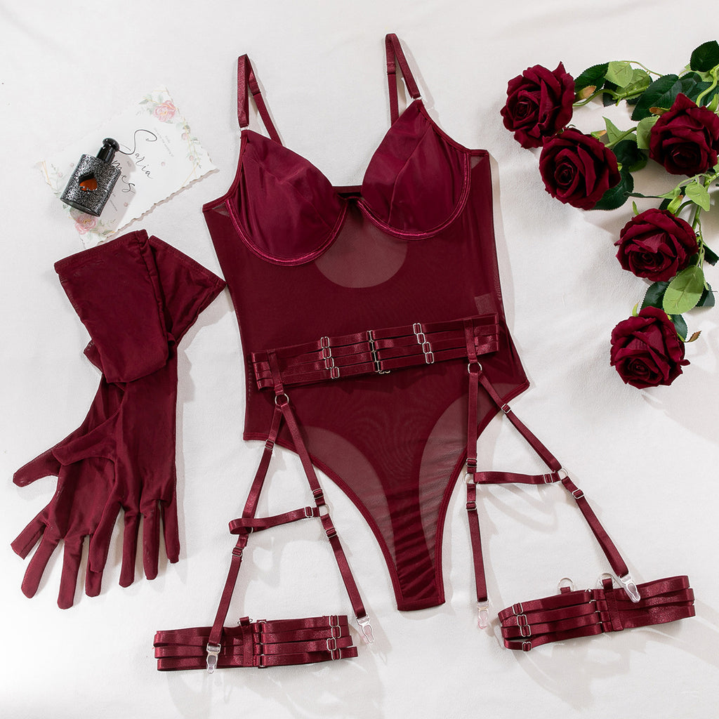 Noir Fièvre Garter Bodysuit Set