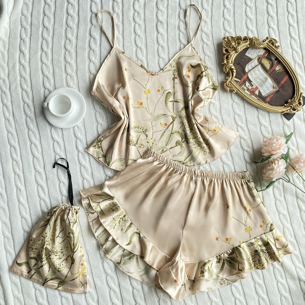 Fleur d’Été Satin Nightdress Set - 5 Pieces
