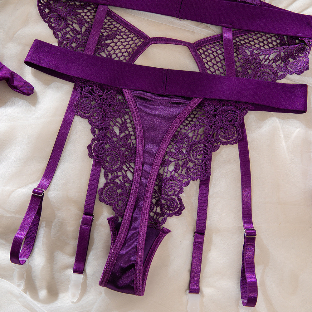 Purple Temptation Garter Lingerie Set