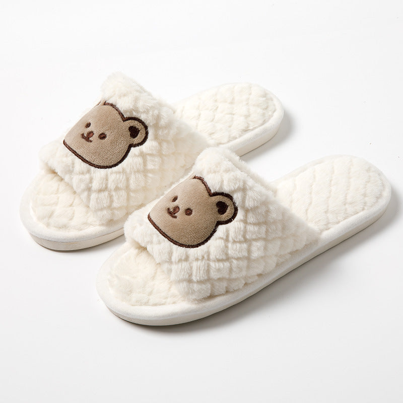 Fluffy Bear Unisex Plush Home Slippers