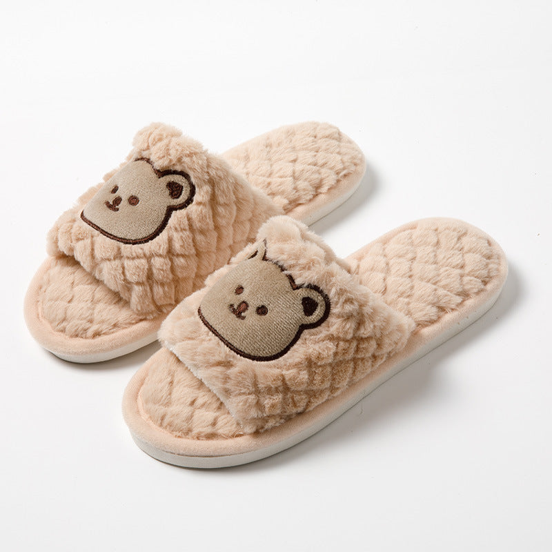 Fluffy Bear Unisex Plush Home Slippers